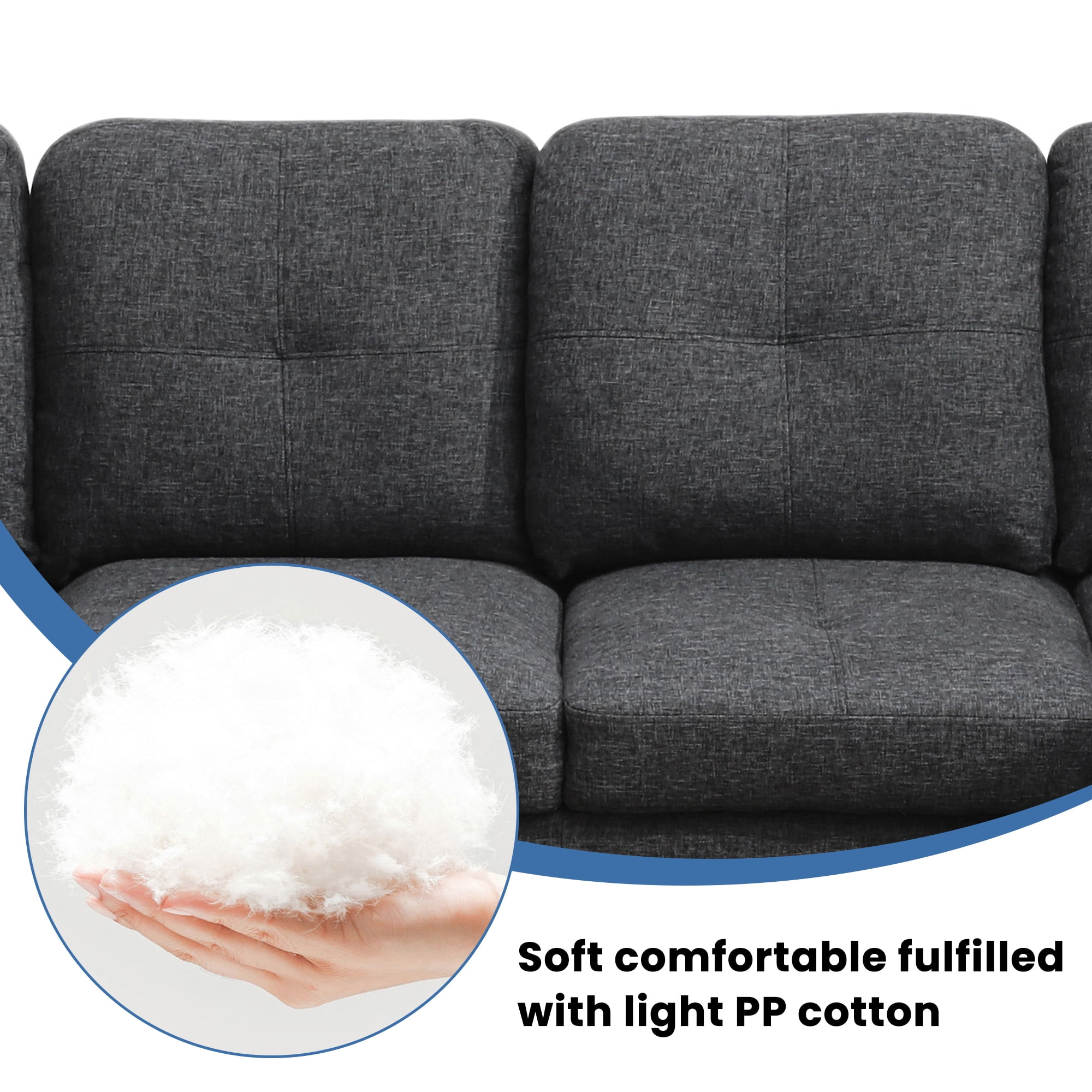 Aukfa 103" Sectional Sofa with Storage Ottoman, L Shape Couch for Living Room, Right Facing Chaise, Linen, Dark Gray