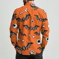 thumbnail image 4 of Domuza Button Down Shirt Men Long Sleeve Halloween Horror Novelty Print Relaxed Fit T Shirts Casual Lightweight Collared Tops for Halloween Party Saffron L, 4 of 7