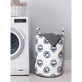 thumbnail image 3 of Hipster Laundry Bag, Pattern of Outline Skull with Headphones Splashes, Hamper Basket with Handles Drawstring Closure for Laundromats, 13" x 19", Indigo Pale Sky Blue, by Ambesonne, 3 of 4