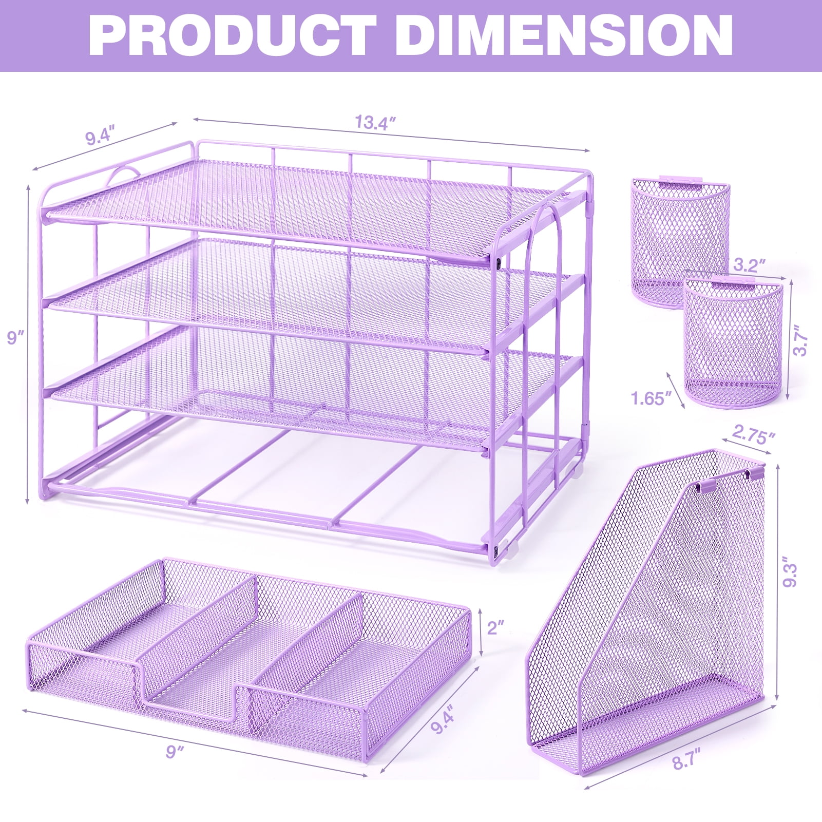 Livhil Desktop Organizer 4-Tier Desk Organizers Sets and Storage, File Organizers for Desk Drawer Organizer, Paper Organizer for Desk (Purple)