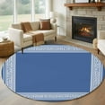 thumbnail image 2 of Dark Blue Greek Key Large Area Rugs for Bedroom Living Room, Soft Non Slip Carpet Bedside Rug, Geometric Greece Ancient Farmhouse Geo Round Floor Cover Kitchen Accent Rug 6' for Dining Room/Office, 2 of 9