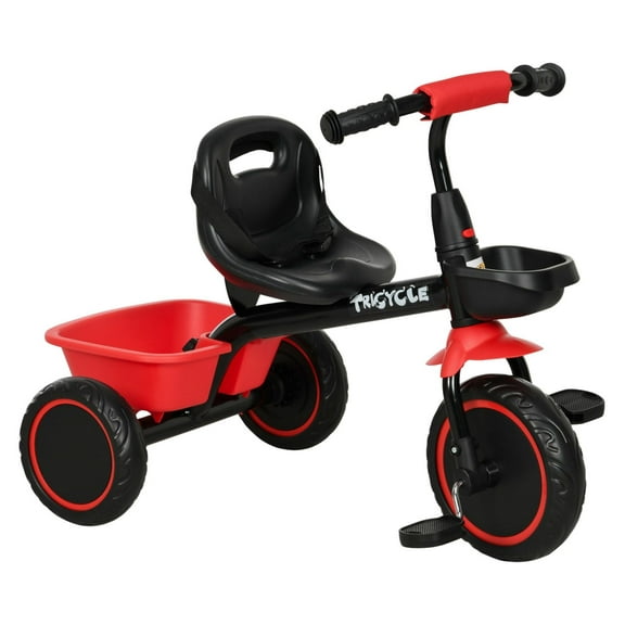 Toddler Tricycle for Kids 2-5 Years - Adjustable Seat, Storage Baskets - Red Durable Bike for Girls & Boys