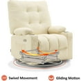 thumbnail image 5 of MCombo  Large Power Swivel Glider Rocker Recliner Chair with Massage and Heat, Faux Leather 7748 Cream, 5 of 5