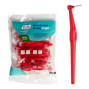 TePe Interdental Brush Angle, Angled Dental Brush for Teeth Cleaning, Pack of 25, 0.5 mm, Extra-Small/Small Gaps, Red, Size 2