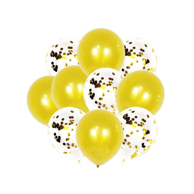 Party Balloons Pack Of 10 - Metallic Balloons & Confetti Balloons - 12 Inch Green Balloon Decorations Set