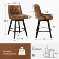 thumbnail image 2 of Dycanpo 26" Swivel Counter Height Bar Stools Set of 2 with Back Faux Leather for Home Kitchen, Brown, 2 of 11