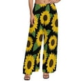 thumbnail image 2 of Sunflower And Leaf Pants Female Floral Design Harajuku Trousers High Waist Casual Wide Pants Gift Idea, 2 of 6