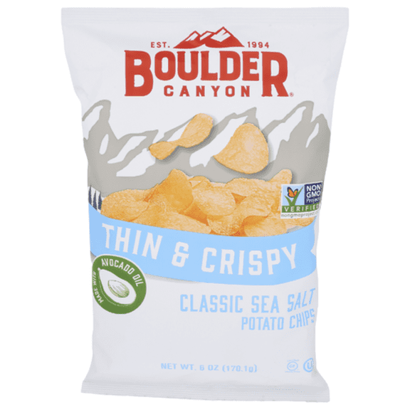 Boulder Canyon Thin & Crispy Classic Sea Salt Potato Chips 6 oz - Pack of 2