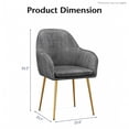 thumbnail image 2 of Demi Bonn Modern Living Dining Room Accent Arm Chairs, Accent Upholstered Arm Chair with Steel Gold Legs, Set of 2, for Bedroom, Living Room, Dining Room, Gray, 2 of 8
