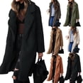 thumbnail image 6 of LMLYSoH Women Coat, Solid Color Cardigan Loose Jacket, Long Sleeve Folded Collar Wild Fashion Spring/Autumn/Winter Outerwear, 6 of 9