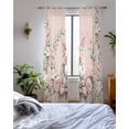 thumbnail image 3 of Easter Bunny Sheer Curtains 63 Inch Length 2 Panels Set for Living Room/Bedroom, Cute Pink Rabbit Rose Flowers Pastoral Botanical Kitchen Curtains Grommet Curtains Window Treatments 42"x63"x2, 3 of 7