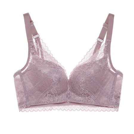 

eczipvz Sports Bras for Women Bra UnderwearNylonSolid Color Wireless YogaWoman Full cup Lace Unrimmed Jacquar d Underwear for Women Purple 75C