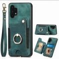 thumbnail image 4 of Nalacover For Samsung A32 5G Case Ring Holder Kickstand with Credit Card Holder, Back Flip Premium Leather Magnetic Clasp Removable Wirst Hand Strap Cover for Samsung Galaxy A32 5G, Green, 4 of 15