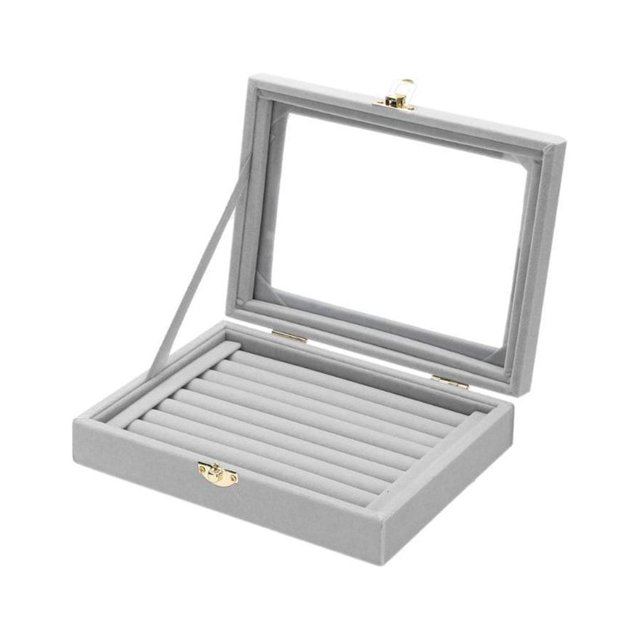 sweethay Caja de exhibición de joyería para mujer, organizador de gran capacidad, anillo de rejilla múltiple, pendientes, estuche de viaje, Ropa, zapatos y accesorios Miscelánea Gris