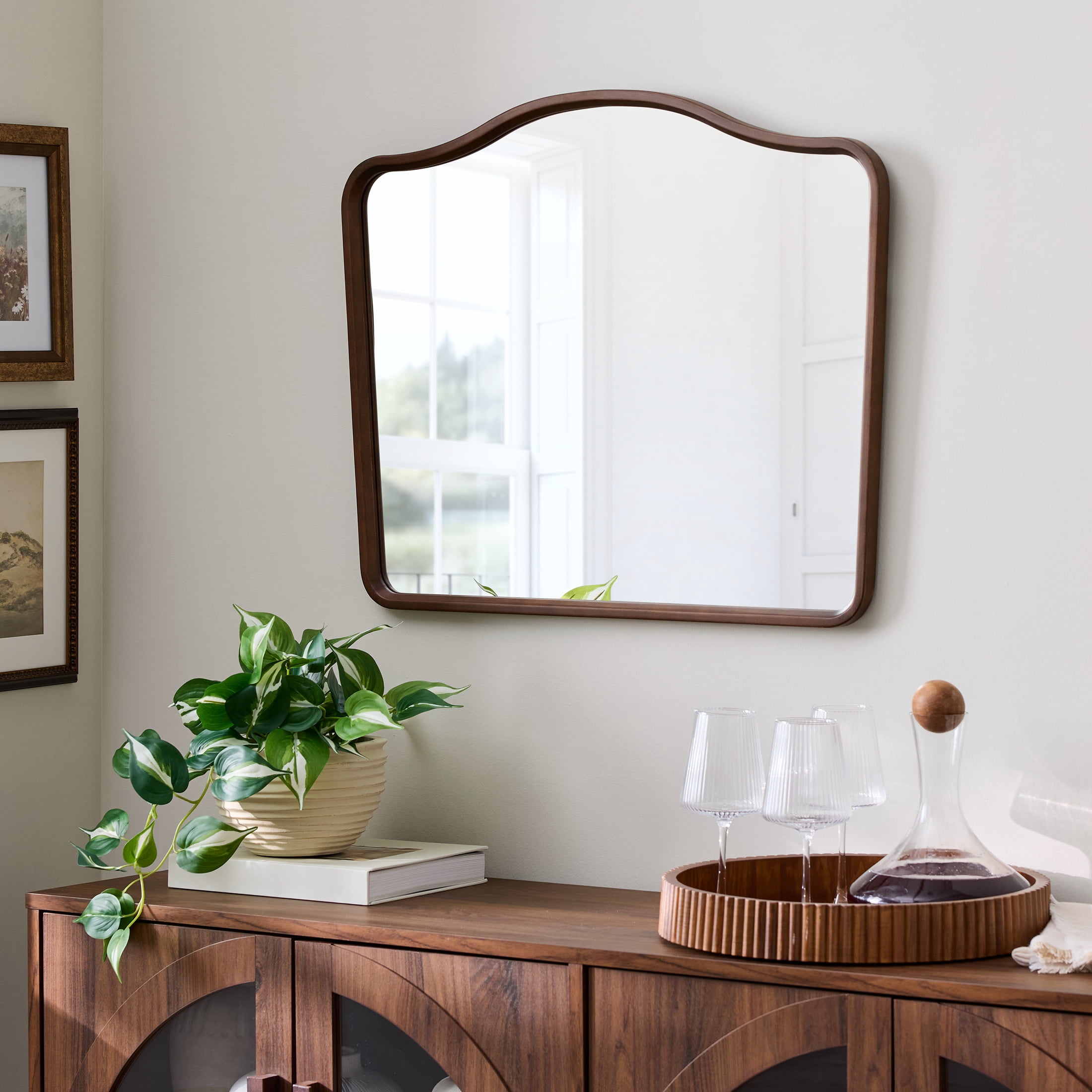 Better Homes & Gardens French Heritage 29x24 Walnut Large Wall Mirror for Living Room