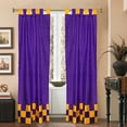 thumbnail image 4 of 4 Pc Set Indian Sari Curtains & Cushion Covers  Boho Tab Top  - Purple/Taupe 84", 4 of 5
