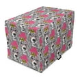 thumbnail image 1 of Dog Lover Dog Crate Cover, Repeating Pattern of Doodle Puppy with Long Ears Glasses and Crown, Easy to Use Pet Kennel Cover Small Dogs Puppies Kittens, 7 Sizes, Pink Multicolor, by Ambesonne, 1 of 6