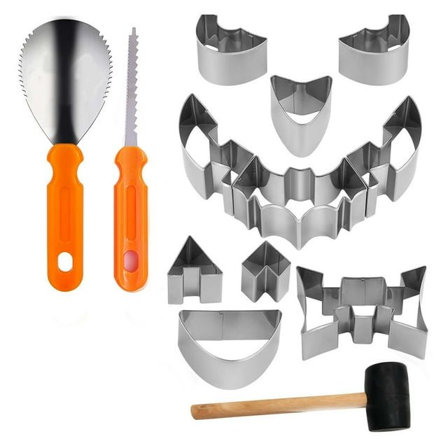 SDNall Halloween Pumpkin Carving Set with Stainless Steel Tools, Diy Lamp Making Kit for Family Fun and Baking Mould