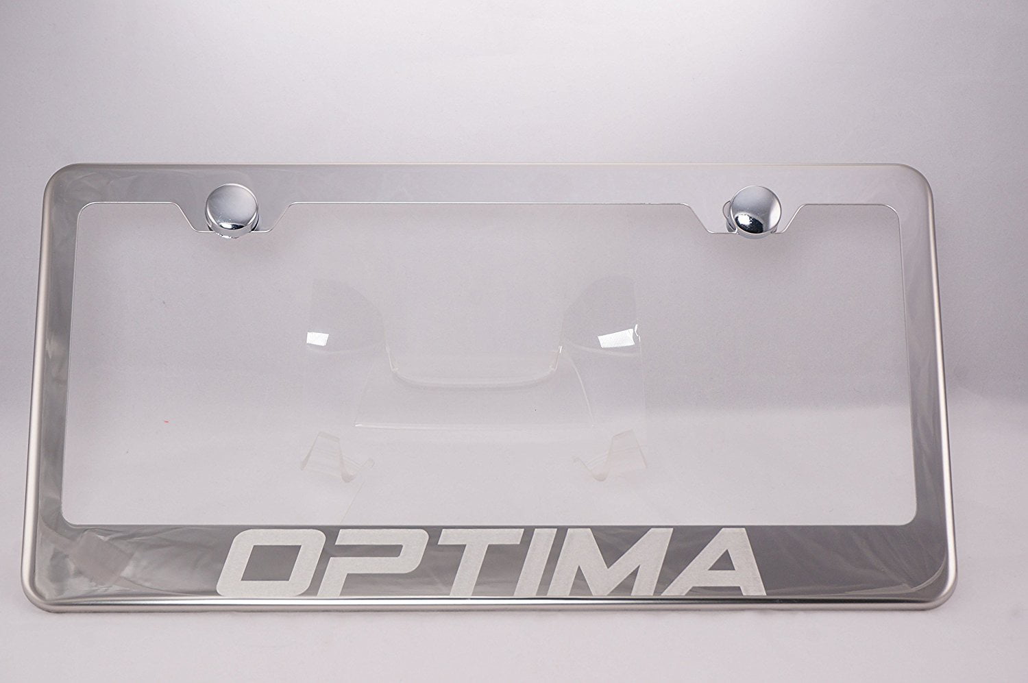 License Plate Stainless Chrome Silver Frame Hairline Logo Emblem 2P for Optima