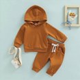 thumbnail image 2 of Zuwimk Boys And Girls 2-Piece Solid Color Hoodie Jogger Set, Athletic Outfits Elastic Waistband, Big Boy Girls Toddler Activewear(T075-Brown), 2 of 9