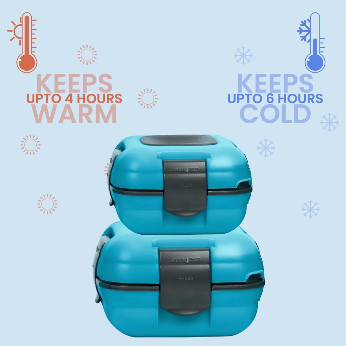 Pinnacle Thermoware 2-Pc Leak Proof Insulated Lunch Box Hot Food Container Set, Blue