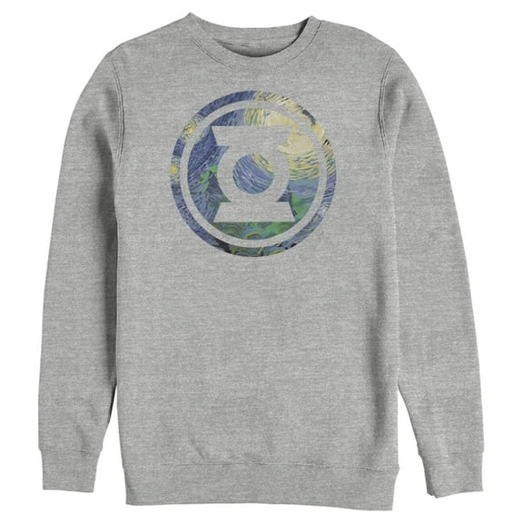Men's Justice League Green Lantern Starry Night Logo  Sweatshirt Athletic Heather Large