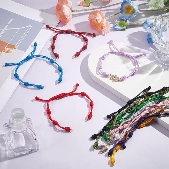 12Pcs 12 Colors Adjustable Cord Bracelets Cords Rope Nylon Thread Woven Bracelets for DIY Friendship Bracelet Jewelry Making Gifts for Women Men