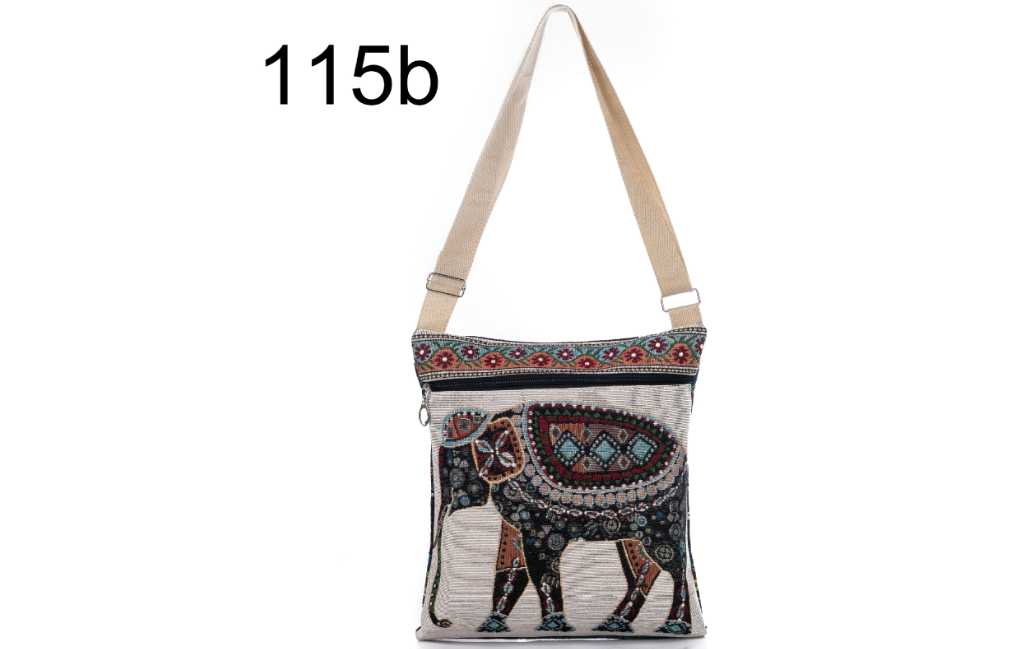 Women's Crossbody Bag, Embroidery Elephant Zipper Small Tote Shoulder
