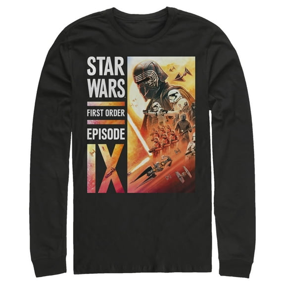 Men's Star Wars: The Rise of Skywalker First Order Glow Long Sleeve Shirt Black Large
