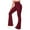 Wine, variant on Tuphregyow Women's Slim Stretch Flare Pants Solid Trendy Wide Leg Fitting Yoga Pants Workout Athletic Training Mid Waist Elastic Trousers New Style Khaki XS