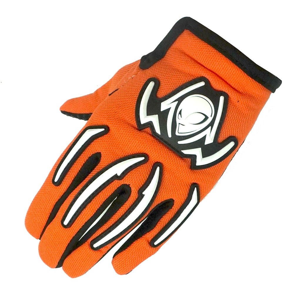 1Storm Youth Kids Motorcycle Full Face Helmet B15 Street Bike BMX MX Shark Orange + MG Youth Glove Bundle