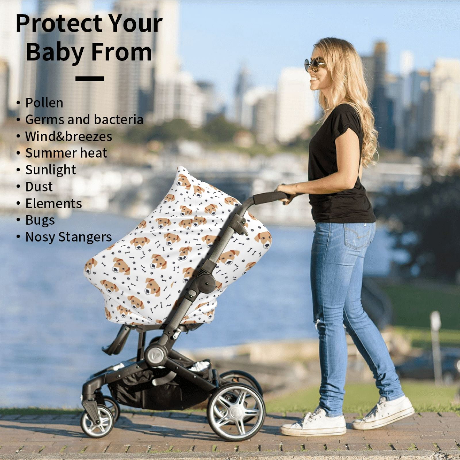 Fotbe Labrador Retriever Dog Pattern Car Seat Covers for Babies, Nursing Breastfeeding Cover Infant Carseat Canopy, Soft Stretchy Carrier Cover