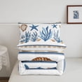 thumbnail image 5 of jejeloiu Sea Beach Ocean Twin Comforter Sets,Coastal Border Print Bedding Set For Boys,Blue White,Reversible,2 Pieces,1 Comforter and 1 Pillowcase, 5 of 7