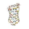 thumbnail image 4 of Yiaed Cartoon Monster Trucks Print Women One Piece Swimsuits Tummy Control One Shoulder Bathing Suits Pattern Ruffle Swimwear-X-Large, 4 of 8