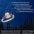 thumbnail image 2 of Gem Stone King 925 Silver and 10K Yellow Gold Peach Nano Morganite and Purple Amethyst Engagement Ring for Women | 2.72 Cttw | Oval 9X7MM | Gemstone October Birthstone | Size 7, 2 of 6