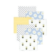 Little Treasure Hudson Baby Girls Cotton Poly Flannel Receiving Blankets 7-Pack, Yellow Daisy Bee, 30x30 inches
