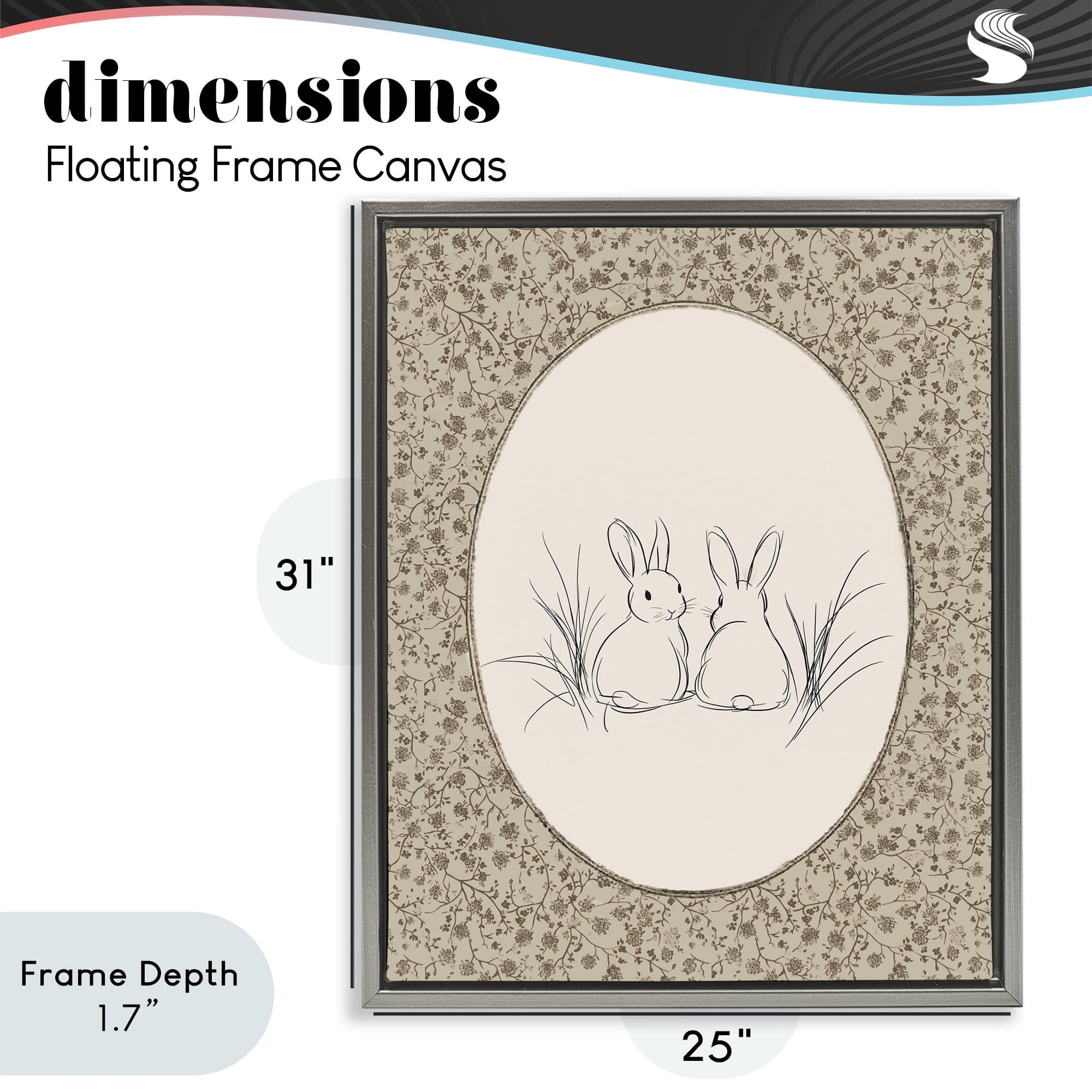 Stupell Industries Vintage Baby Bunnies Gray Framed Floater Canvas Wall Art, design by Ramona Murdock