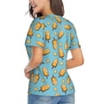 thumbnail image 3 of Xecao Lemon Ice Cream for Women's V-Neck T-Shirts-Elegant Half-Sleeve Tops Perfect for Summer-Small, 3 of 5