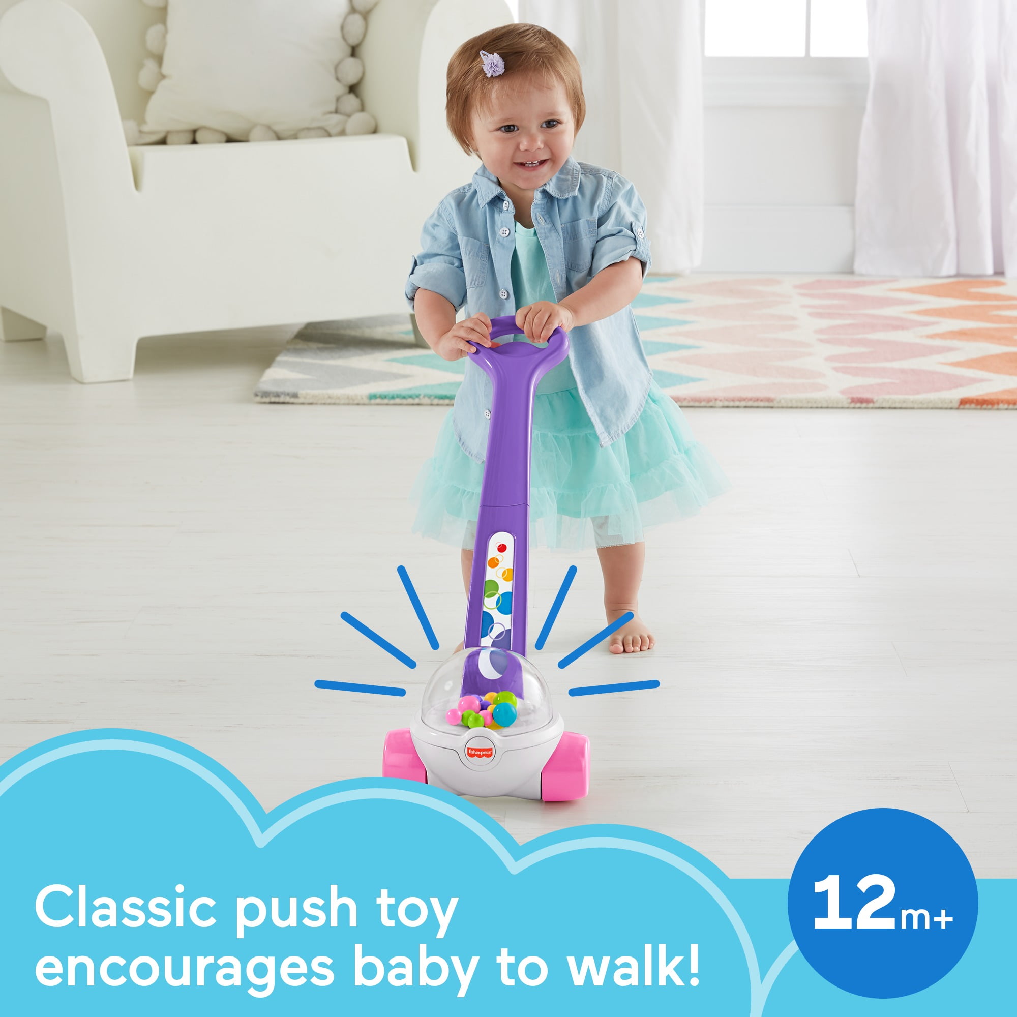 Fisher-Price Corn Popper 2-Piece Handle Push Toy, Purple Walmart Exclusive