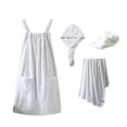 thumbnail image 2 of Mifsaly Womens 4 Piece Plush Bath Dress Set Absorbent Sleeveless Wrap Shower Robe with Pockets,Hair Towel Wrap, Dry Hair Cap & Bath Towel White,Free Size, 2 of 8