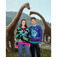 thumbnail image 2 of Holiday Hype Men's Festive Ugly Christmas Holiday Pull Over Sweater, 80s Roller Skate Raptor, Large, 2 of 6