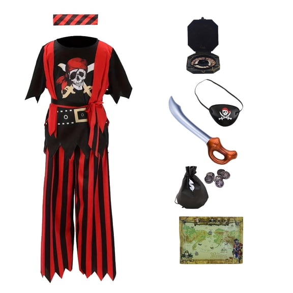 Pirate Boys Costume Pirate Top, Pants with AccessoriesSet Boys Dress Up Costumes for Play Halloween Costume Boy