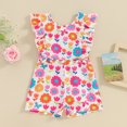 thumbnail image 2 of Bagilaanoe Toddler Baby Girl Summer Jumpsuit Shorts Floral Print Flying Sleeve Bodysuit 6M 12M 24M 3T 4T Kids One Piece Romper, 2 of 8