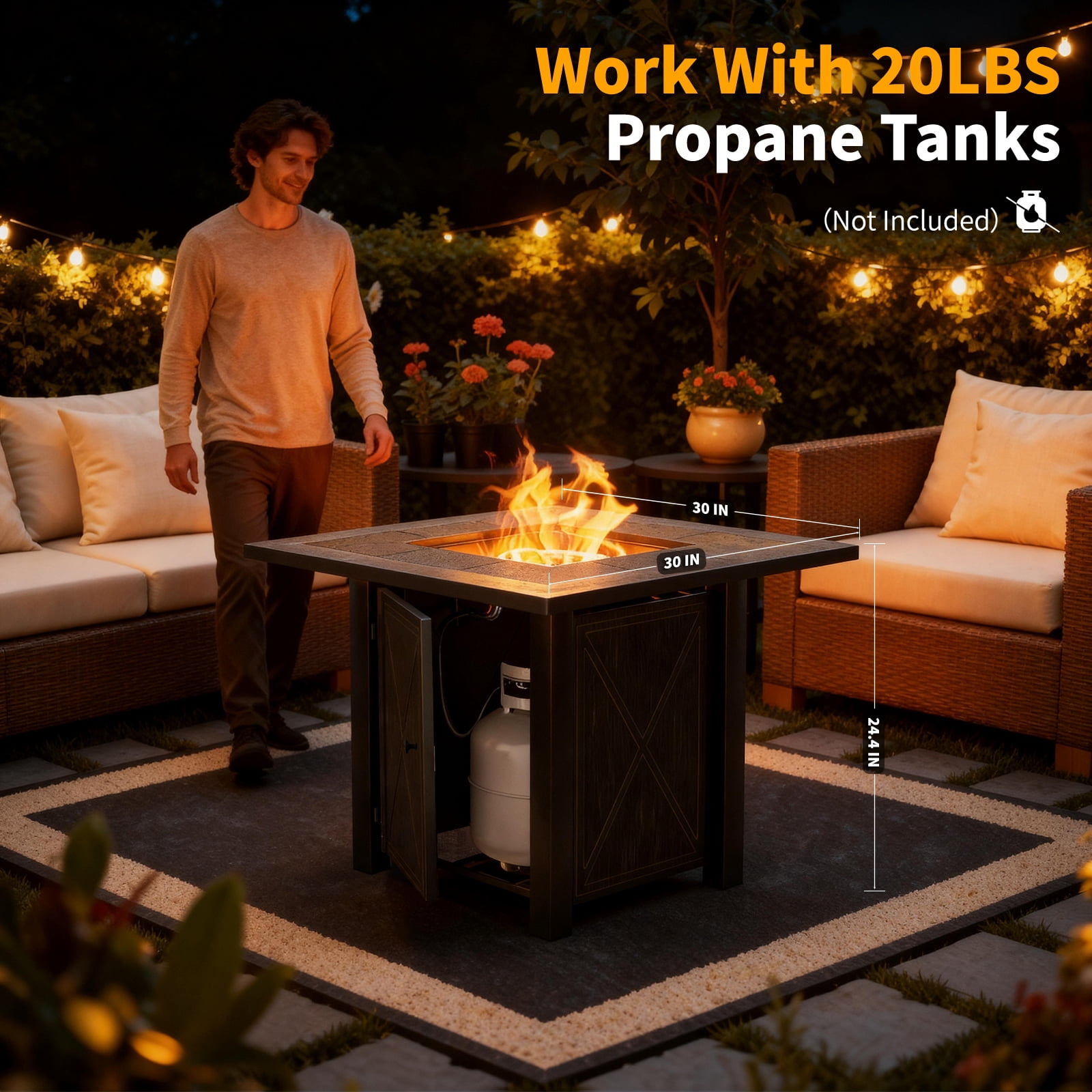 Sierah Style Outdoor Stove 50000 BTU Propane Metal Fire Pit Table with Rust Resistant