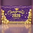 thumbnail image 3 of Purple and Gold Class of 2026 Banner Congrats Graduation Decorations - Large Graduation Backdrop, Congratulations Banner Grad Party Decorations Class of 2026-71x43 Inch, 3 of 3