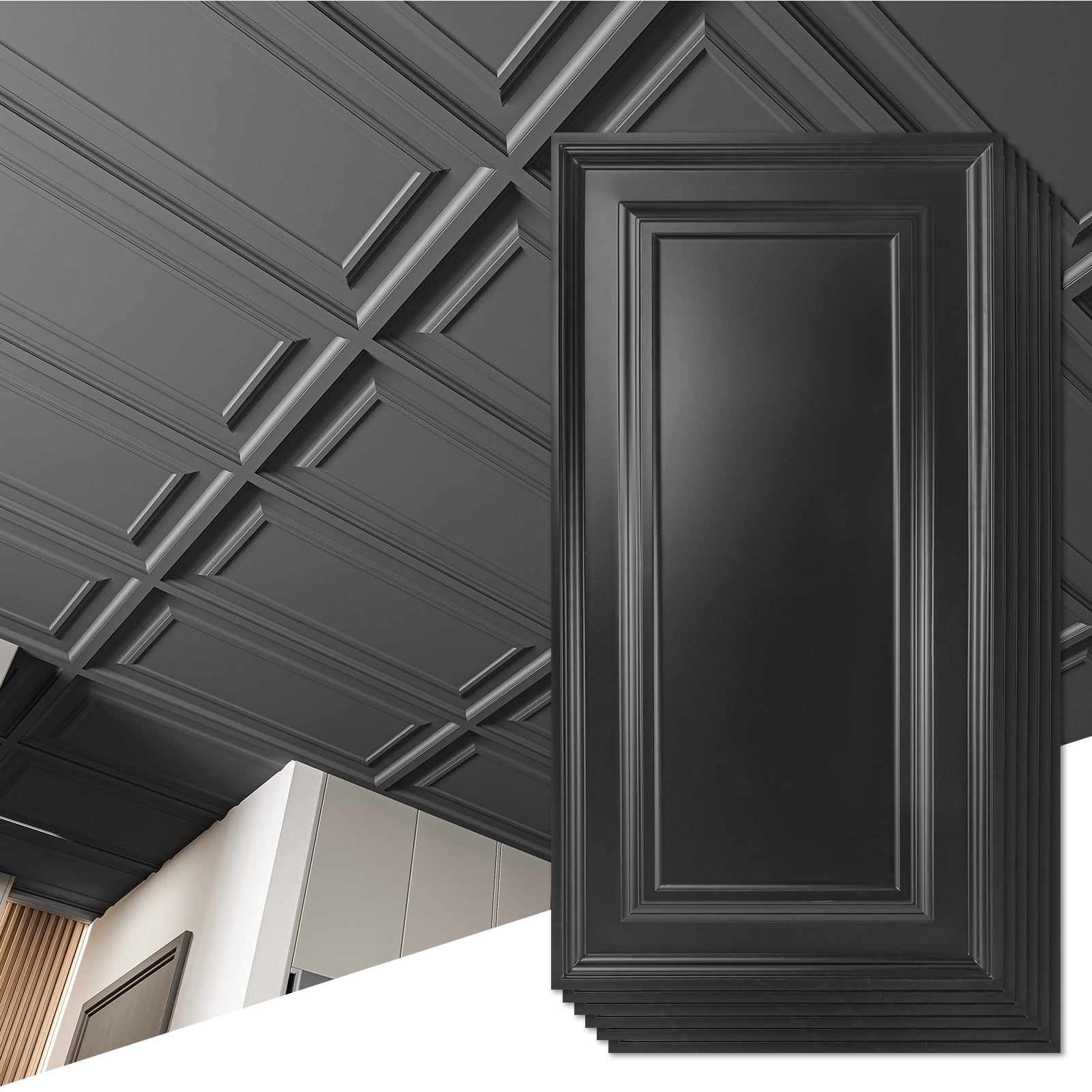 Art3dwallpanel 12-Pack PVC Drop Ceiling Tiles, 2x4 Ft PVC Panels,Decorative Ceiling Covers for Basement, Kitchen, Bathroom,Covers 96 Sq. Ft