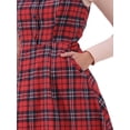 thumbnail image 5 of INSPIRE CHIC Women's Plaid Vintage Dress Sleeveless High Waist A-Line Midi Pinafore Dress XL Red, 5 of 5