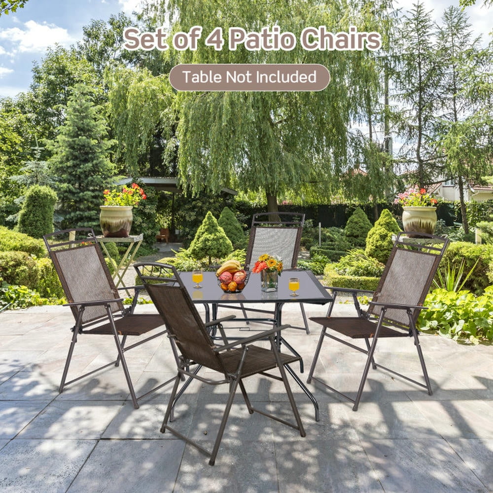 Spaco Folding Chairs Patio Chairs Lawn Chair,Set of 4 Patio Folding Sling Chairs Steel Camping Deck