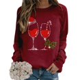 thumbnail image 2 of Gibobby Sudaderas Navideñas para Mujeres Sudadera de Navidad para mujer, divertido árbol de Navidad, camión, gráfico, cuello redondo, moda, ajuste holgado(Vino,CH), 2 of 5