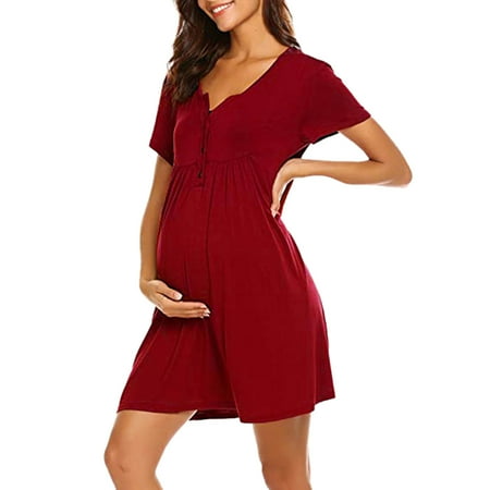 

Shldybc Women s Casual Maternity Dress Short Sleeve Knee Length Pregnancy Clothes Summer Savings Clearance